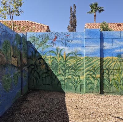 backyard blockwall mural sail farm country