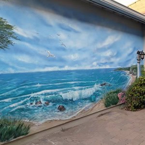 backyard mural beach waves