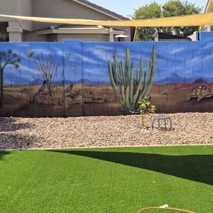 backyard mural cactus