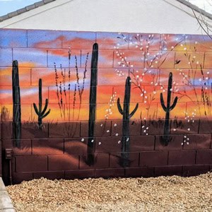 backyard mural desert sunset
