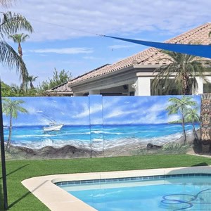 backyard mural fishing boat