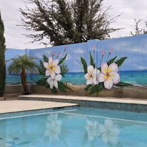 backyard mural flowers beach