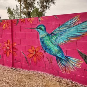backyard mural hummingbird