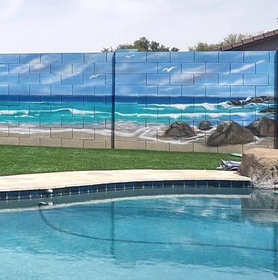 chill backyard beach mural arizona