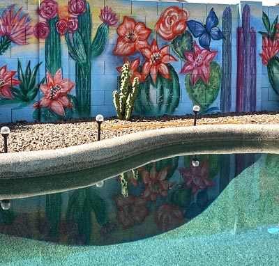 flower cactus pool blockwall