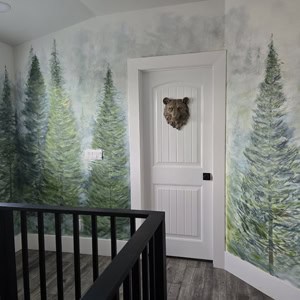interior mural pine trees