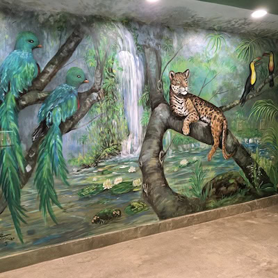 Jungle animals mural.